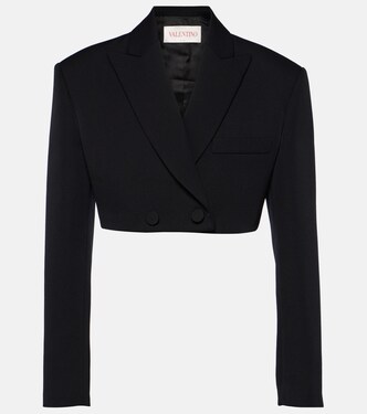 Cropped wool grisaille blazer | Valentino