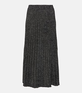 Ribbed-kit Lurex® midi skirt | Joseph