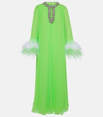 Robe aus Chiffon mit Federn | Self-Portrait