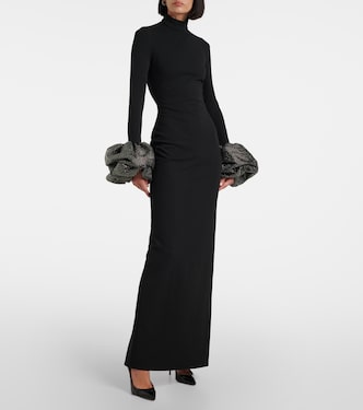 knee length dresses for ladies Your Affections Rosette Ribbon Embellished Maxi Dress Black main image 1