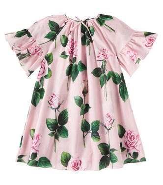 Floral cotton poplin dress | Dolce&Gabbana Kids