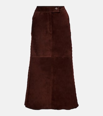 Mid-rise suede midi skirt | Johanna Ortiz