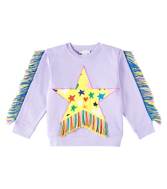 Fringed cotton jersey sweatshirt | Stella McCartney Kids