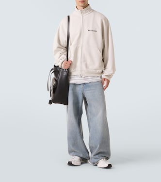 Logo cotton jersey track jacket in white - Balenciaga | Mytheresa