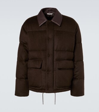 레더 트리밍 카멜 헤어 다운 재킷 | Auralee