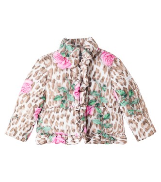 Floral leopard-print puffer jacket | Monnalisa