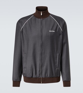 Logo pinstripe virgin wool track jacket | Miu Miu