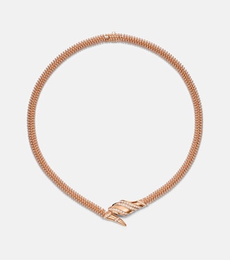 Serpenti 18kt rose gold necklace with diamonds and onyx  | Bvlgari