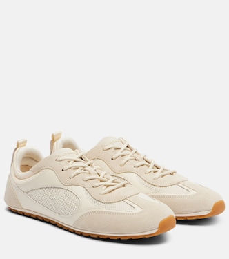 Field suede and leather-trimmed sneakers | Tory Burch