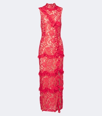 Bow-detail tiered lace cocktail dress | Alessandra Rich