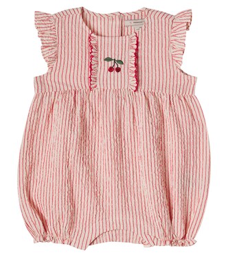 Baby Ellie ruffled striped cotton playsuit | Konges Sløjd