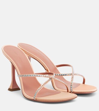 Sally crystal-embellished satin mules | Amina Muaddi