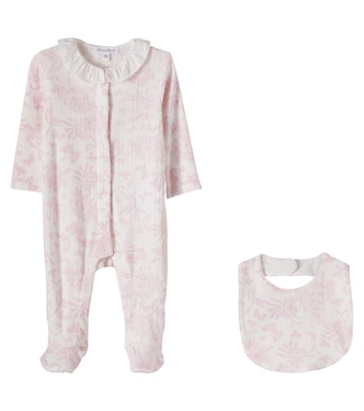 Floral cotton onesie and bib set | Tartine et Chocolat
