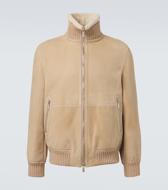 Shearling-lined suede bomber jacket | Brunello Cucinelli