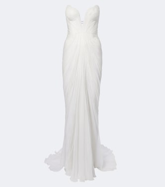 Cecilia draped silk muslin bustier gown | Maria Lucia Hohan