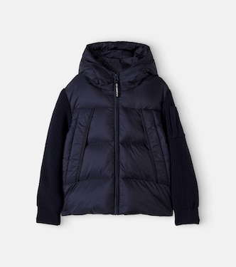 Hooded wool-trimmed down jacket | C.P. Company Kids