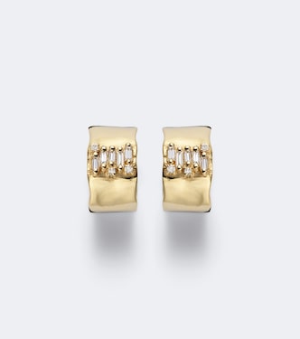 Mini 18kt gold hoop earrings with diamonds | Suzanne Kalan