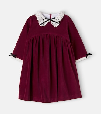 Antonella lace-trimmed cotton velvet dress | La Coqueta