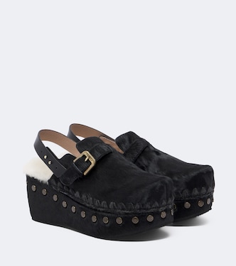 Shearling-lined calf hair clogs | Mou