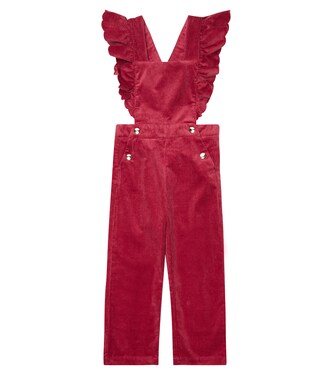Ruffled cotton corduroy dungarees | Chloé Kids