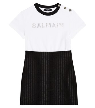 Logo striped dress | Balmain Kids