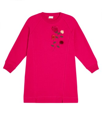 Floral-appliqué cotton fleece dress | Il Gufo