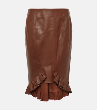 Ruffled leather midi skirt | Tom Ford