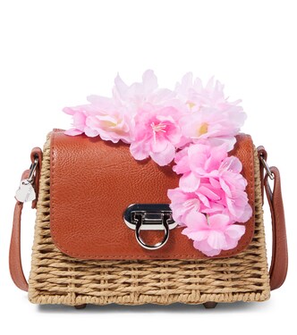 Floral-appliqué woven crossbody bag | Monnalisa