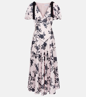 Robe midi en satin à nœud | Self-Portrait