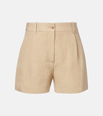 Pleated high-rise linen and silk shorts | Nili Lotan