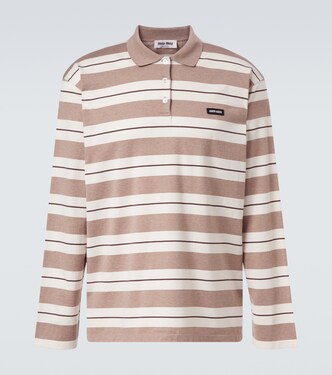 Striped cotton jersey polo shirt | Miu Miu