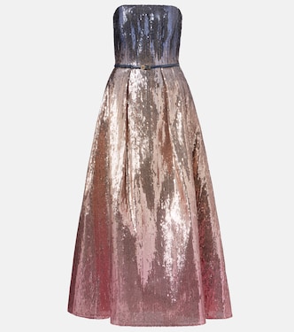 Ombré sequined strapless gown | Elie Saab