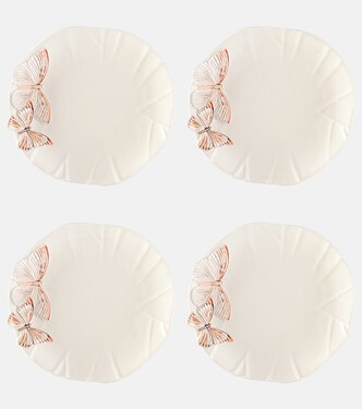 Set of 4 ceramic dinner plates by Claudia Schiffer | Bordallo Pinheiro