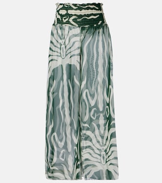 Printed sheer wide-leg pants | Johanna Ortiz