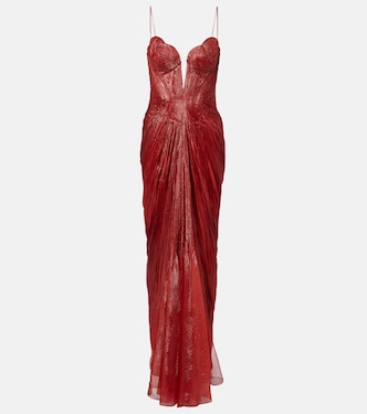 Vestido bustier de fiesta Cecilia de muselina de seda drapeado | Maria Lucia Hohan