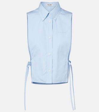 Cutout cropped cotton poplin shirt | Miu Miu