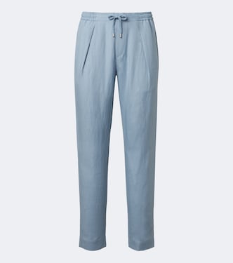 Pantalones rectos en mezcla de seda y lino | Ralph Lauren Purple Label
