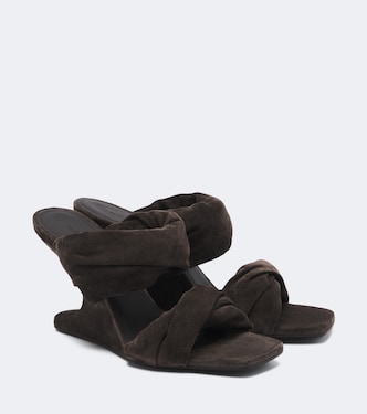 Twisted Cantilever suede wedge mules | Rick Owens