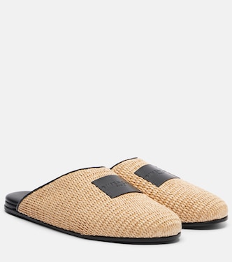 Label leather-trimmed woven mules | Givenchy
