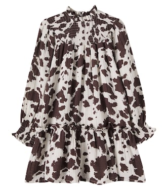 Zephyr cow-print shirred cotton dress | The New Society