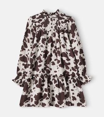 Zephyr cow-print shirred cotton dress | The New Society