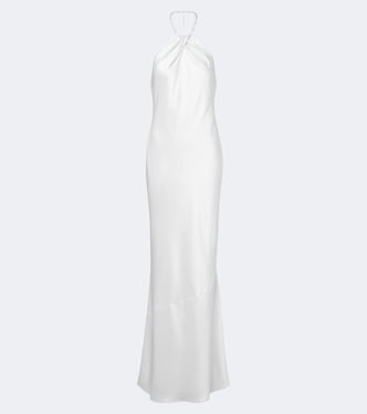 Anat beaded halterneck satin maxi dress | Retrofête