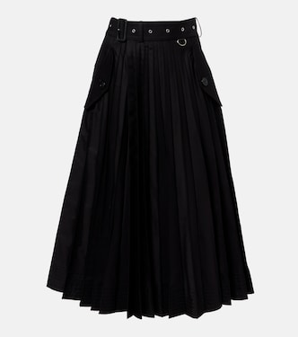 Belted cotton-blend gabardine midi skirt | Sacai