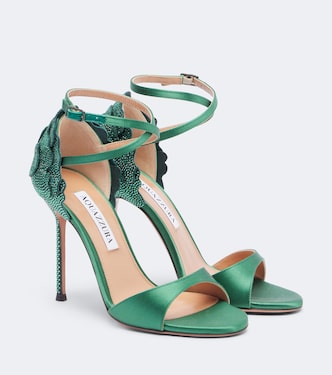 Fleur Sauvage embellished satin sandals | Aquazzura