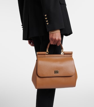 Sicily Large leather shoulder bag in brown - Dolce Gabbana | Mytheresa