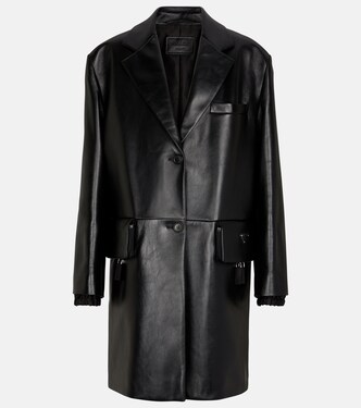 Single-breasted leather coat | Prada