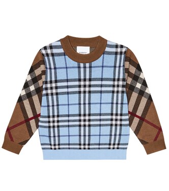Sweat-shirt en laine et coton à carreaux | Burberry Kids