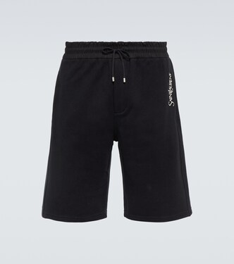 Embroidered cotton jersey track shorts | Saint Laurent