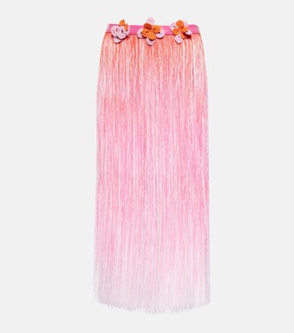 Ombré leather-trimmed tassel midi skirt | Roberta Einer