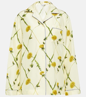 Floral silk poplin pajama shirt | Burberry